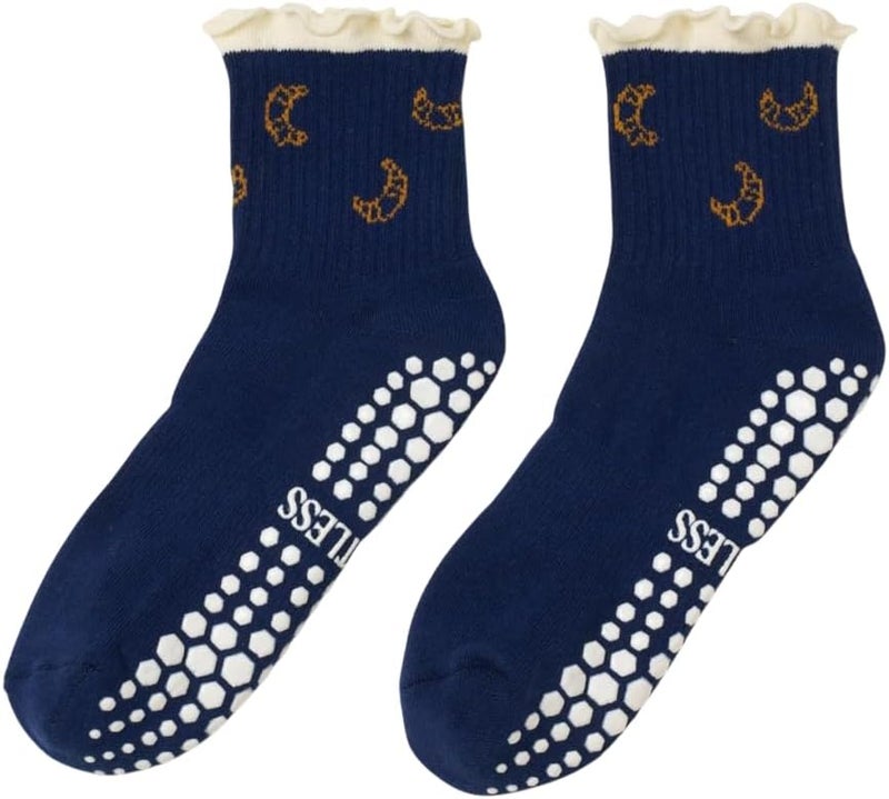 Shapes Studio Crew Half Calf Grip Socks, Cutest Fruits Pilates Socks, Ruffle socks, Non-Slip, Barre Yoga Fitness - Image 1